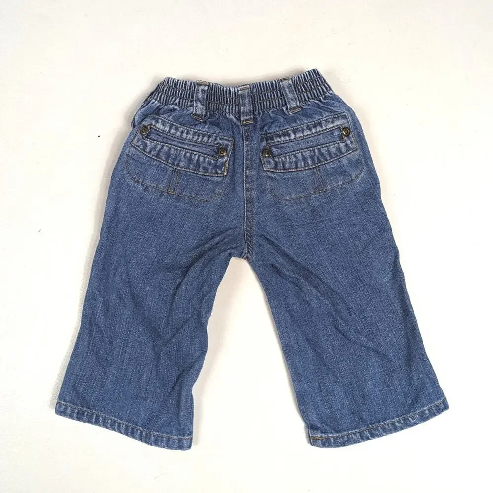 Vtg Gymboree Y2K Jeans Baby Girls Sz 12-18m Flare Floral Graphic
